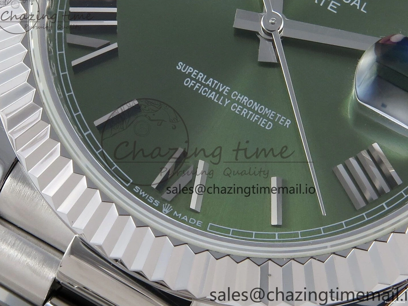 0113 Tailored Day Date 40 SS 228239 KF 1:1 Best Edition Green Roman Dial on President Bracelet VR3255 (Gain Weight) 826